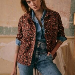 SÉZANE Willa Leopard Print Button Front Brown Black Jacket Shacket XS NWT RARE